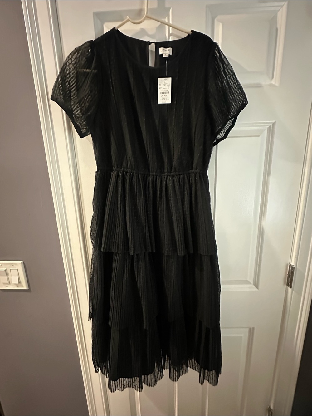 J. Crew Black Textured Dot Midi Dress